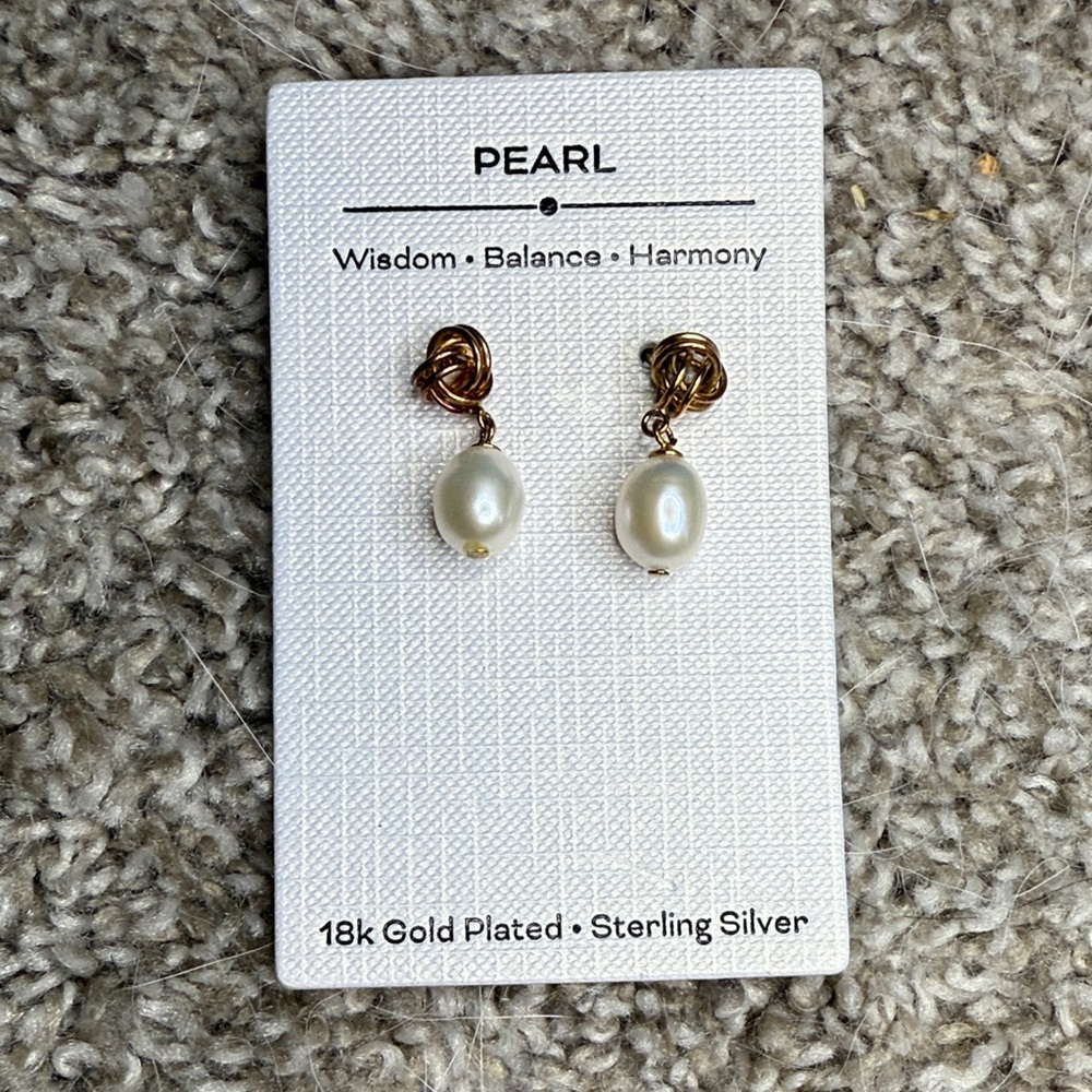 Pearl Gold Plated Knot Earrings